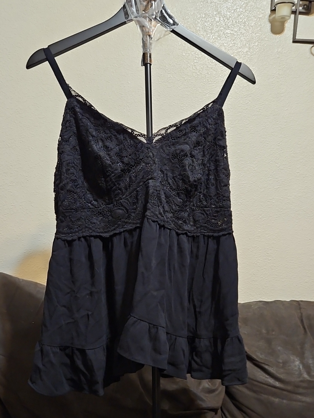 torrid Black Lace Trim Tiered Camisole